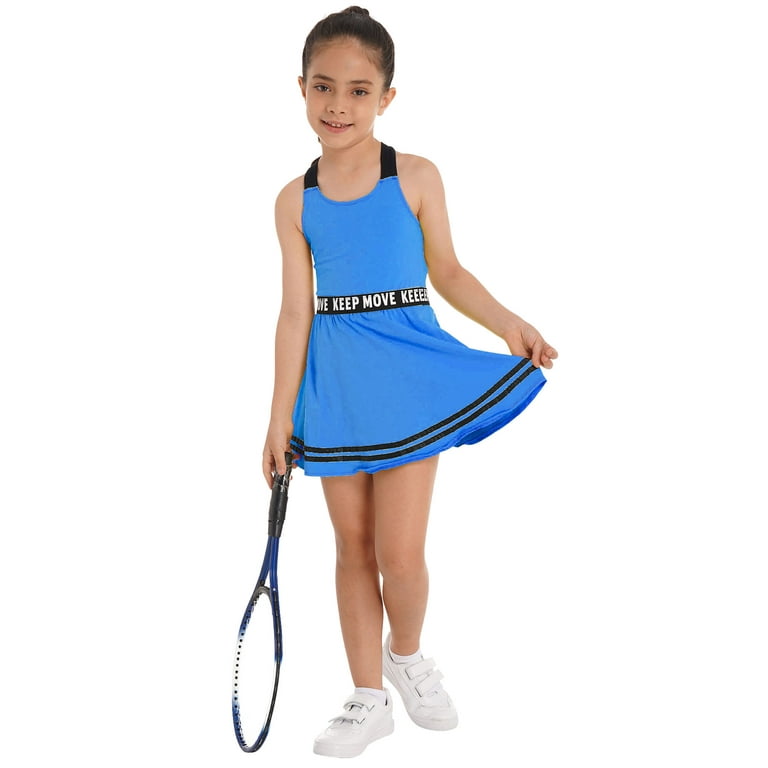 CHICTRY Girls 2Pcs Sports Suit Gym Tennis A-line Dress with Shorts