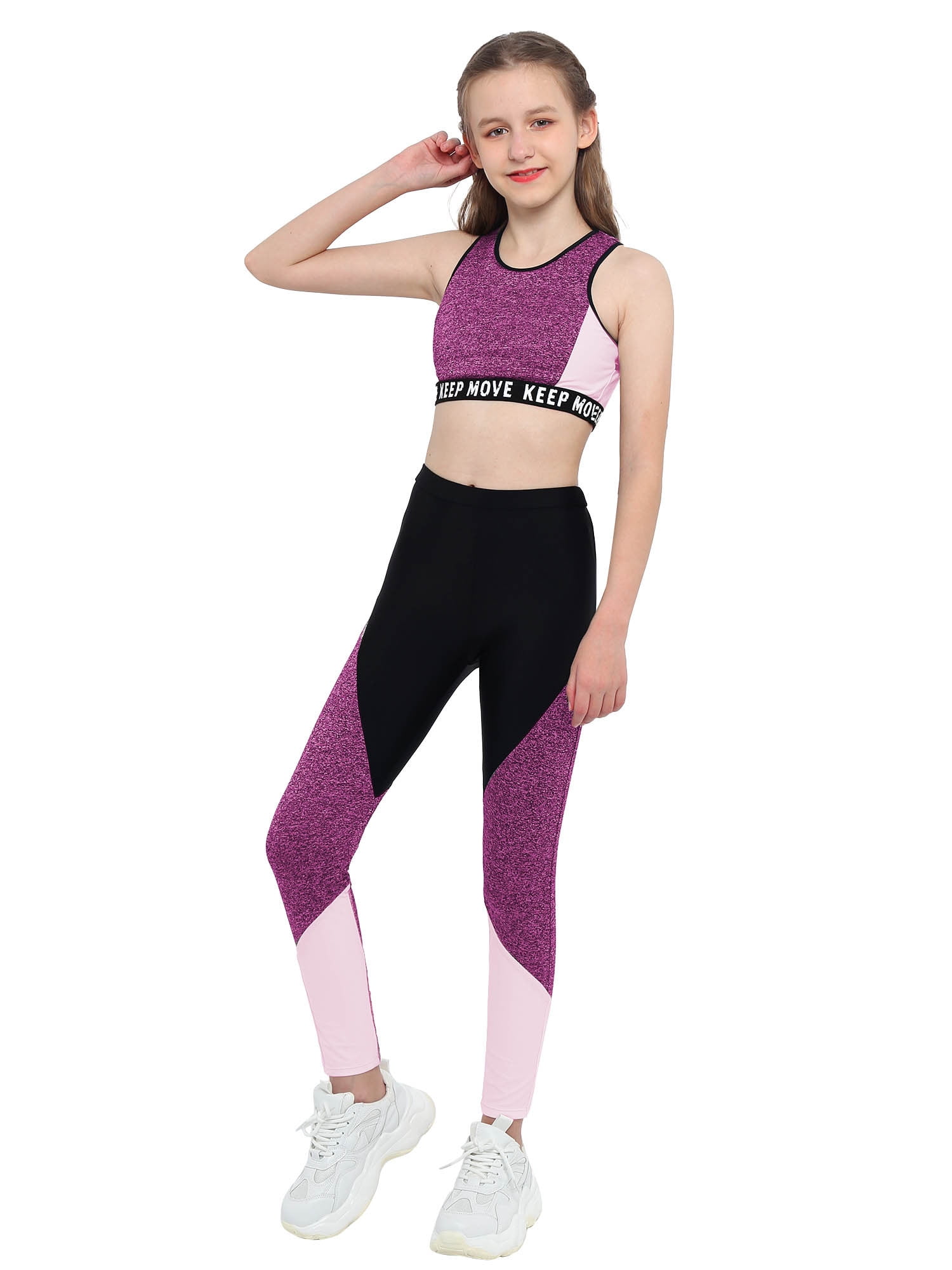 Sportswear Crop Top Jogging Suit CHICTRY Girls 2Pcs Sports Suit