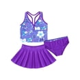 thumbnail image 1 of CHICTRY Girls 3-pc Swimsuit Floral Top with Bottoms and Skirts Bathing Suit Serene Camellia Purp 7-8, 1 of 7