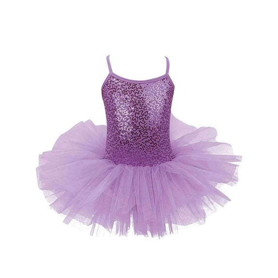 CHICTRY Girls Ballet Dance Tutu Leotard Dress Shiny Sequins Dance Costume Purple 5-6