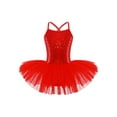 thumbnail image 1 of CHICTRY Girls Ballet Dance Tutu Leotard Dress Shiny Sequins Dance Costume Red XL, 1 of 7