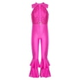 thumbnail image 1 of CHICTRY Girls Ballet Tank Leotard Bronzing Cloth Sequins Mesh Patchwork Jumpsuit Unitard Shiny Sequins Ruffles Hem Leotard A Hot Pink 12, 1 of 6