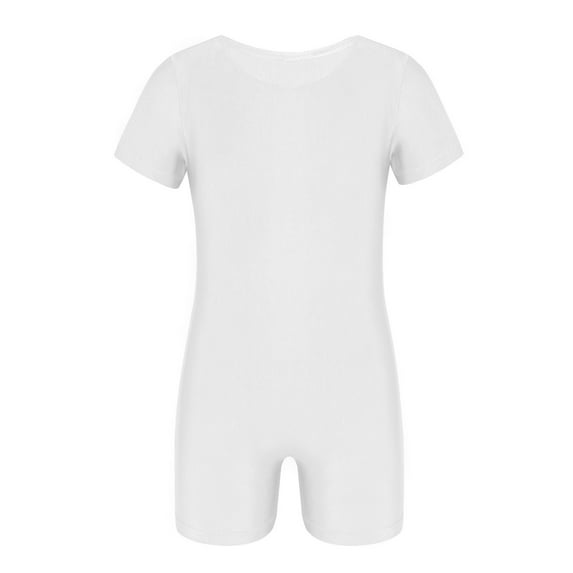CHICTRY Girls Basic Short Sleeve Gymnastic Leotard Solid Sports Unitard Jumpsuit White 12