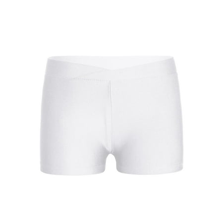 CHICTRY Girls Boy-Cut Slim Fit Yoga Volleyball Shorts Gymnastics Dance Booty Bottoms White 3-4