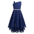 thumbnail image 1 of CHICTRY Girls Chiffon Festive Dress Wedding Sleeveless Flower Girl Dress with 3D Flowers for Holiday Birthday Party Navy Blue 12, 1 of 7
