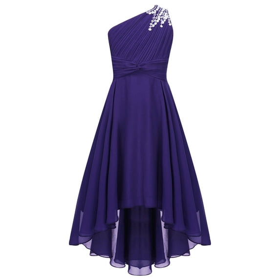 CHICTRY Girls Chiffon Festive Dress Wedding Sleeveless Flower Girl Dress with 3D Flowers for Holiday Birthday Party Purple-A 10