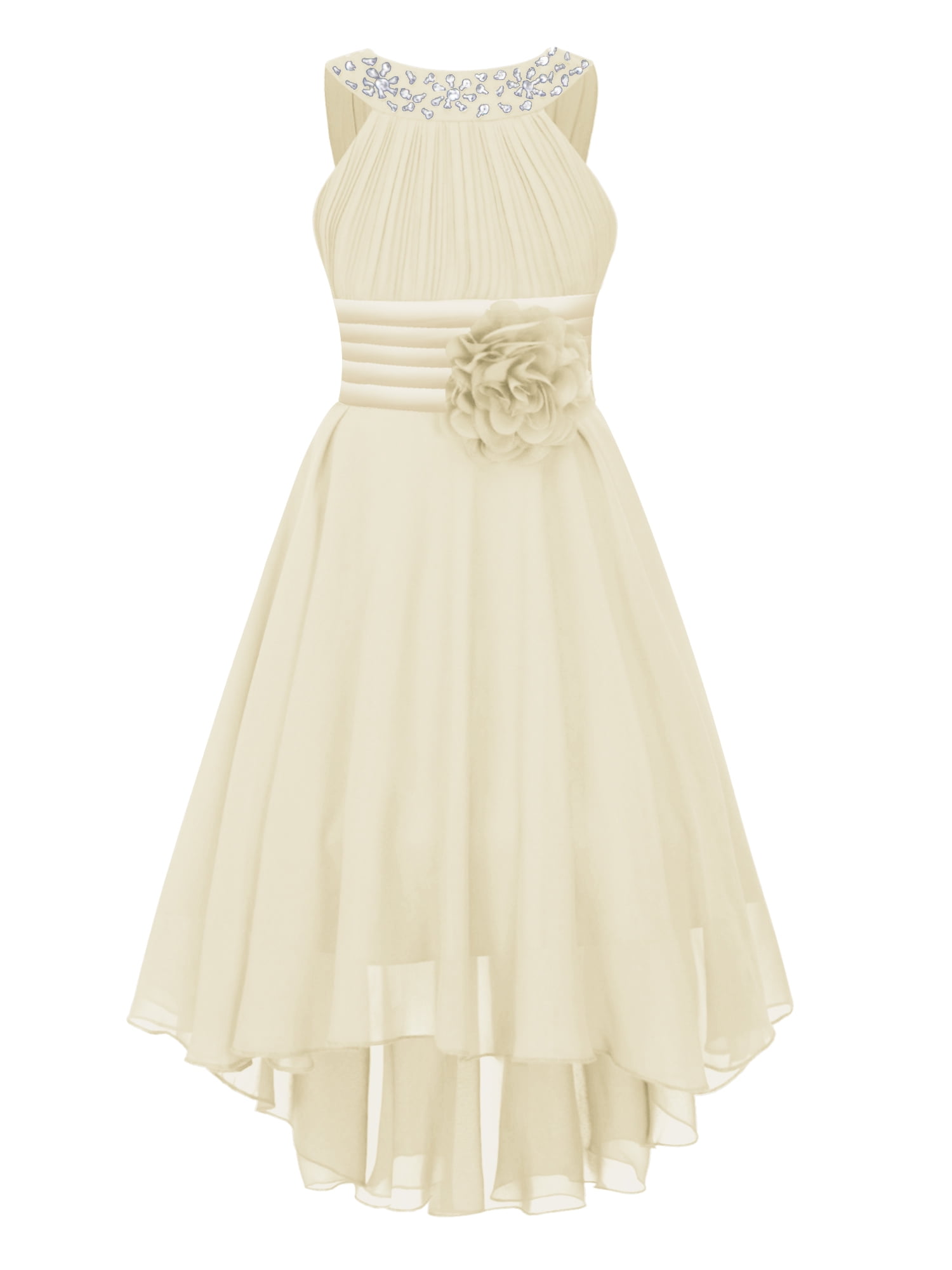 CHICTRY Girls Chiffon Floral Lace Party Dress Sleeveless Wedding Bridesmaid  Dress,Sizes 6-16 Champagne-A 14 - Walmart.com