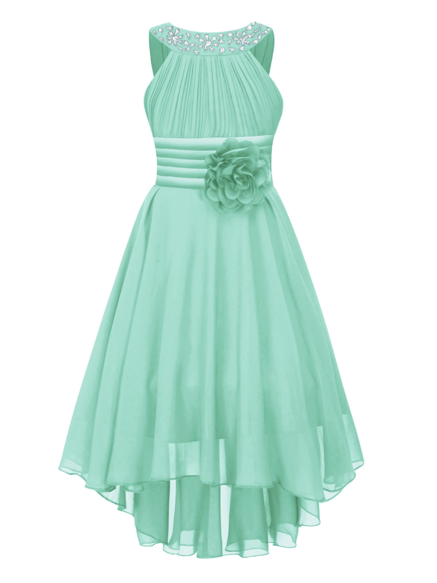 CHICTRY Girls Chiffon Floral Lace Party Dress Sleeveless Wedding Bridesmaid  Dress,Sizes 6-16 Mint Green 8 - Walmart.com
