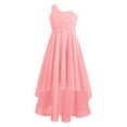 thumbnail image 1 of CHICTRY Girls Chiffon One Shoulder Wedding Bridesmaid Dress Shiny Rhinestones High-Low Birthday Party Pageant Gown Dress Pink 10, 1 of 5