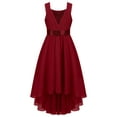 thumbnail image 1 of CHICTRY Girls Chiffon Sequins Birthday Party Proms Dress Pleated High-low Hem Flower Girls Dress Burgundy 14, 1 of 7