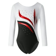 CHICTRY Girls Gymnastics Leotard Long Sleeve Exercise Training Gymnastics Bodysuit Dancewear White 8