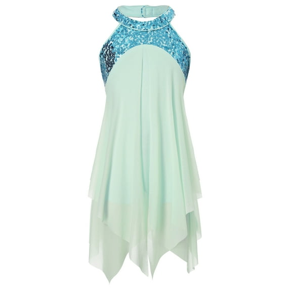CHICTRY Girls Halter Glittery Lyrical Modern Dance Dress for Stage Performance