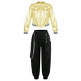 thumbnail image 1 of CHICTRY Girls Jazz Hip Hop Dance Outfit Long Sleeve Bomber Jacket with Cargo Jogger Pants Street Dance Performance Set A Gold&Black 14, 1 of 7