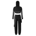 thumbnail image 1 of CHICTRY Girls Juniors Sportswear Cropped Hoodie Sweatshirt with Cargo Pants Activewear Street Dance Outfit Black 10, 1 of 7