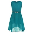 thumbnail image 1 of CHICTRY Girls Lace Chiffon Party Dress Hi-Low Hem Prom Gown with Belt Green 16, 1 of 7
