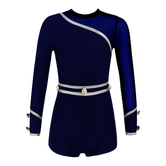 CHICTRY Girls Long Sleeve Gymnastics Leotard Ballet Dance Biketard Short Unitard Dancewear Navy Blue 12