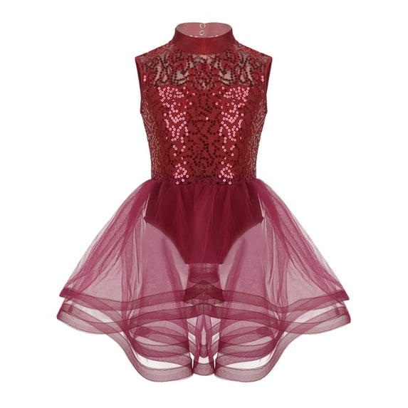 CHICTRY Girls Lyrical Ballet Dance Dress Floral Lace Mesh Latin Dance Skirted Leotard