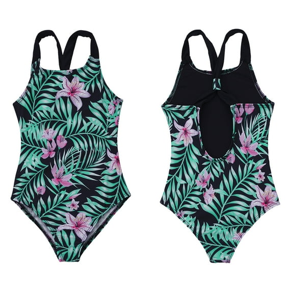 CHICTRY Girls One Piece Fish Scales Prints Swimwear Horse Patterns Swimsuit Summer Lily Pink 14
