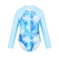 thumbnail image 1 of CHICTRY Girls One Piece Rash Guard Swimwear Palm Leaves Printed Swimsuit Snow Blue 12, 1 of 5