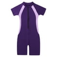 thumbnail image 1 of CHICTRY Girls One Piece Swimsuit Surfing Rashguard Short Sleeve Swimming Suit UPF 50+ Beachwear Purple 14, 1 of 7