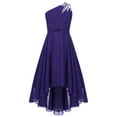 thumbnail image 1 of CHICTRY Girls One Shoulder Shiny Beads Chiffon Birthday Party Dress High-low Hem Proms Ball Gown Purple 12, 1 of 6