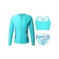 thumbnail image 1 of CHICTRY Girls Rash Guard Set Long Sleeve Zipper Tops with Strappy Crop Top Briefs for Beach Pool Swimming A Leaf 8, 1 of 7