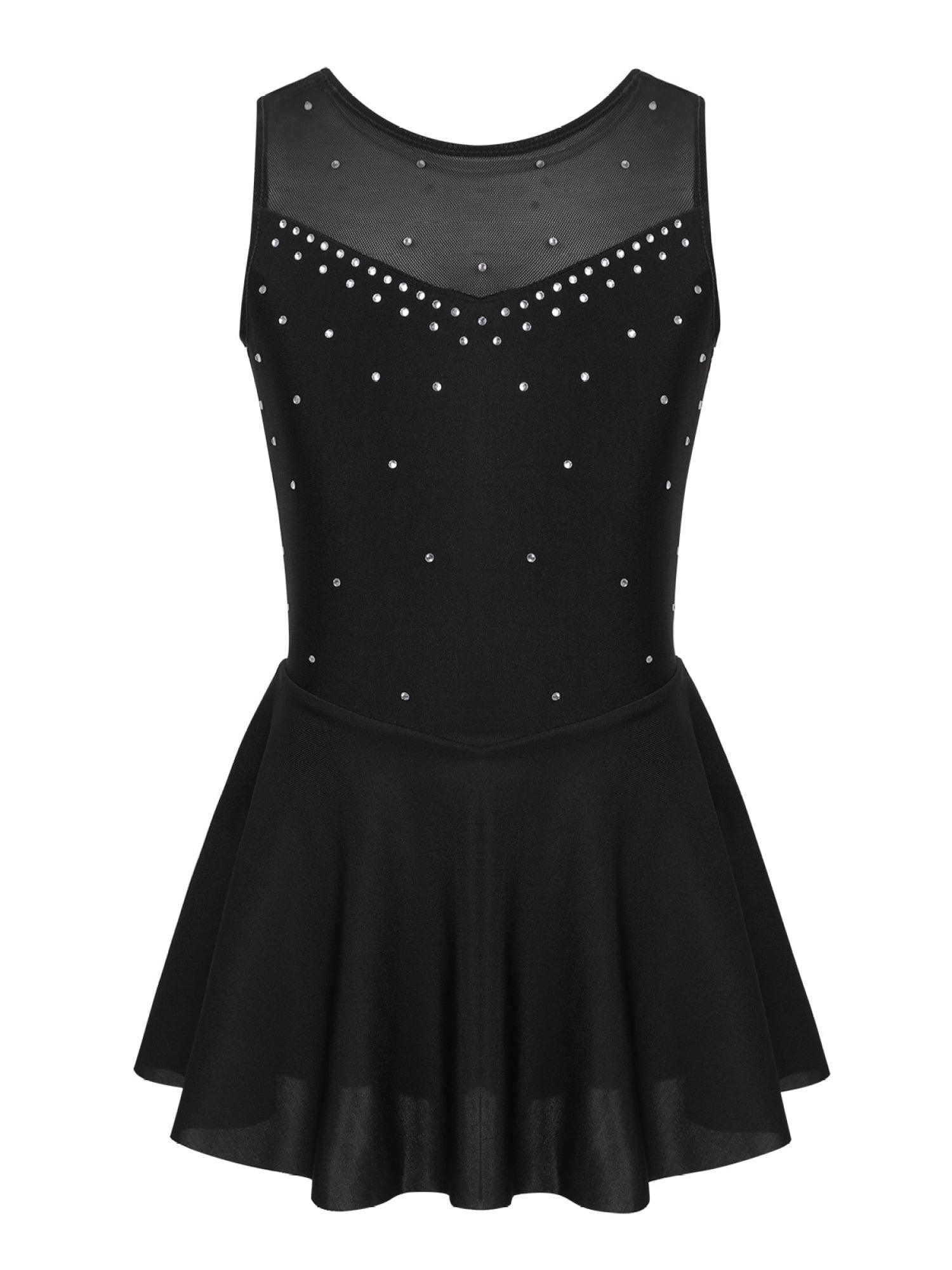 Girls Illusion Rhinestone Rhinestone Figure Skating Dress