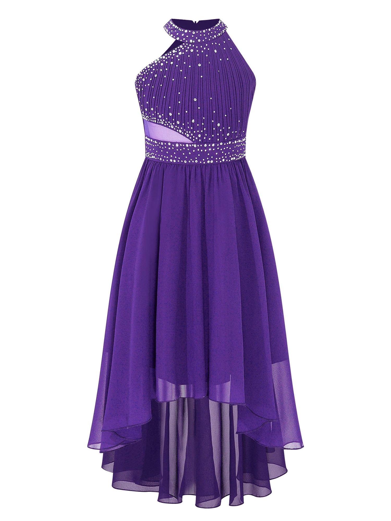purple dress for birthday party Chictry Girls Shiny Rhinestone Formal Ruched High-Low Hem Dress Juniors Wedding Party Ball Gown 16, Girl's, Black It is recommended to Homecoming Dress MOTF Soiréza LONG SLEEVE Size:US26+