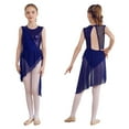 thumbnail image 1 of CHICTRY Girls Shiny Sequins Ballet Leotard Dress Backless Mesh Skirted Gymnastics Leotard Lyrical Dance Costume Navy Blue 6, 1 of 7