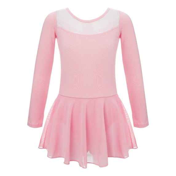 CHICTRY Girls Short Sleeves Tutu Ballet Dance Dress Gymnastic Training Leotard Pink-A 150
