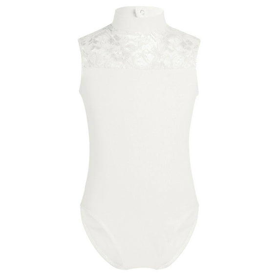 CHICTRY Girls Sleeveless Ballet Dance Leotard Lace Back Gymnastics Unitard Ivory 9-10