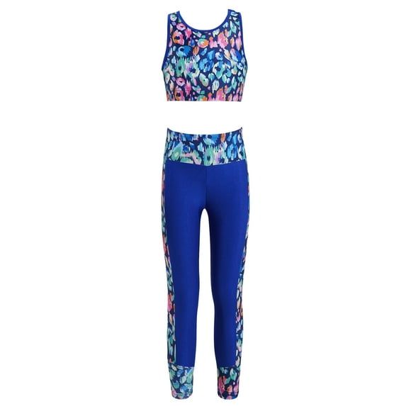 CHICTRY Girls Sports Suit Activewear Racer Back Tops with Athletic Leggings Colorful Leopard 6