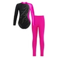 thumbnail image 1 of CHICTRY Girls Sports Workout Outfit Set Clasp Neckline Long Sleeve Gym Leotard with Leggings Activewear Rose 8, 1 of 5