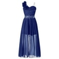 thumbnail image 1 of CHICTRY Girls Teens Flower Girl Romper Dress Formal Party Wedding Bridesmaid Maxi Dress One Shoulder Ball Gown Navy Blue 12, 1 of 7