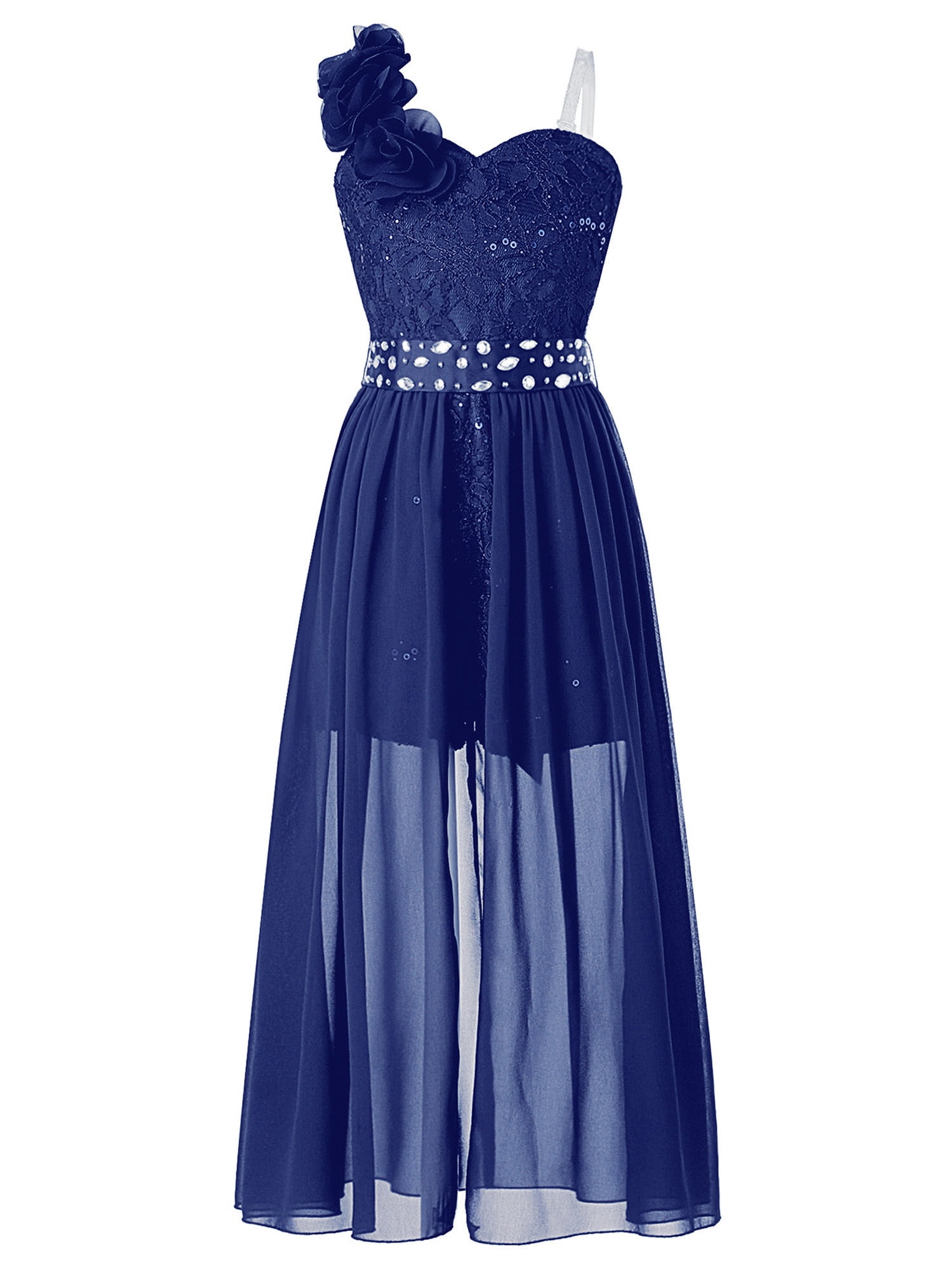 Moggemol Women's Floral Lace Chiffon Maxi Dress - Wedding Bridesmaid Gown, Plum Color, X-Large Size