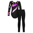thumbnail image 1 of CHICTRY Girls Youth Cartoon Leopard Print Leotard with Leggings Ballet Yoga Suit Outfit Dancewear Leaves 14, 1 of 7