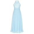 thumbnail image 1 of CHICTRY Kids Big Little Girls Halter Neck High Waist Floral Lace Chiffon Birthday Party Dress Sky Blue 12, 1 of 5