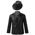 thumbnail image 1 of CHICTRY Kids Boys Glitter Sequins Blazer Wedding Pageant Coat Long Sleeves Jacket with Hat Modern Dance Costume Black 6, 1 of 7