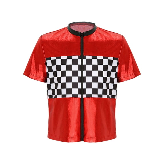 CHICTRY Kids Boys Racer Cosplay Costume Carnival Dress Up Short Sleeve Tee Shirt Tops Racer Outfit Red 4