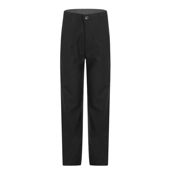 CHICTRY Kids Boys Straight Chino Pants with Side Pockets Solid Adjustable Waist School Uniform Pants Black 8-9