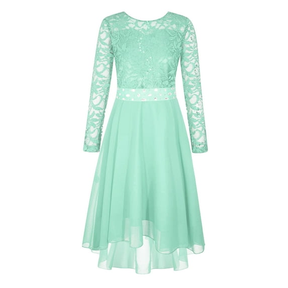 CHICTRY Kids Flower Girl Dress Ball Gown Chiffon Knee Length Dress for Wedding Bridesmaid Birthday Party Mint Green 10