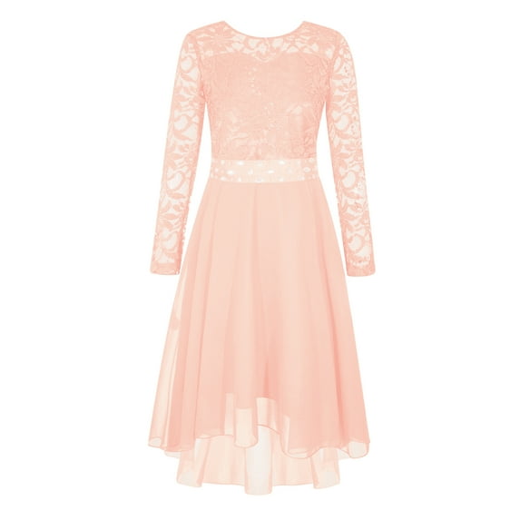 CHICTRY Kids Flower Girl Dress Ball Gown Chiffon Knee Length Dress for Wedding Bridesmaid Birthday Party Pink 12