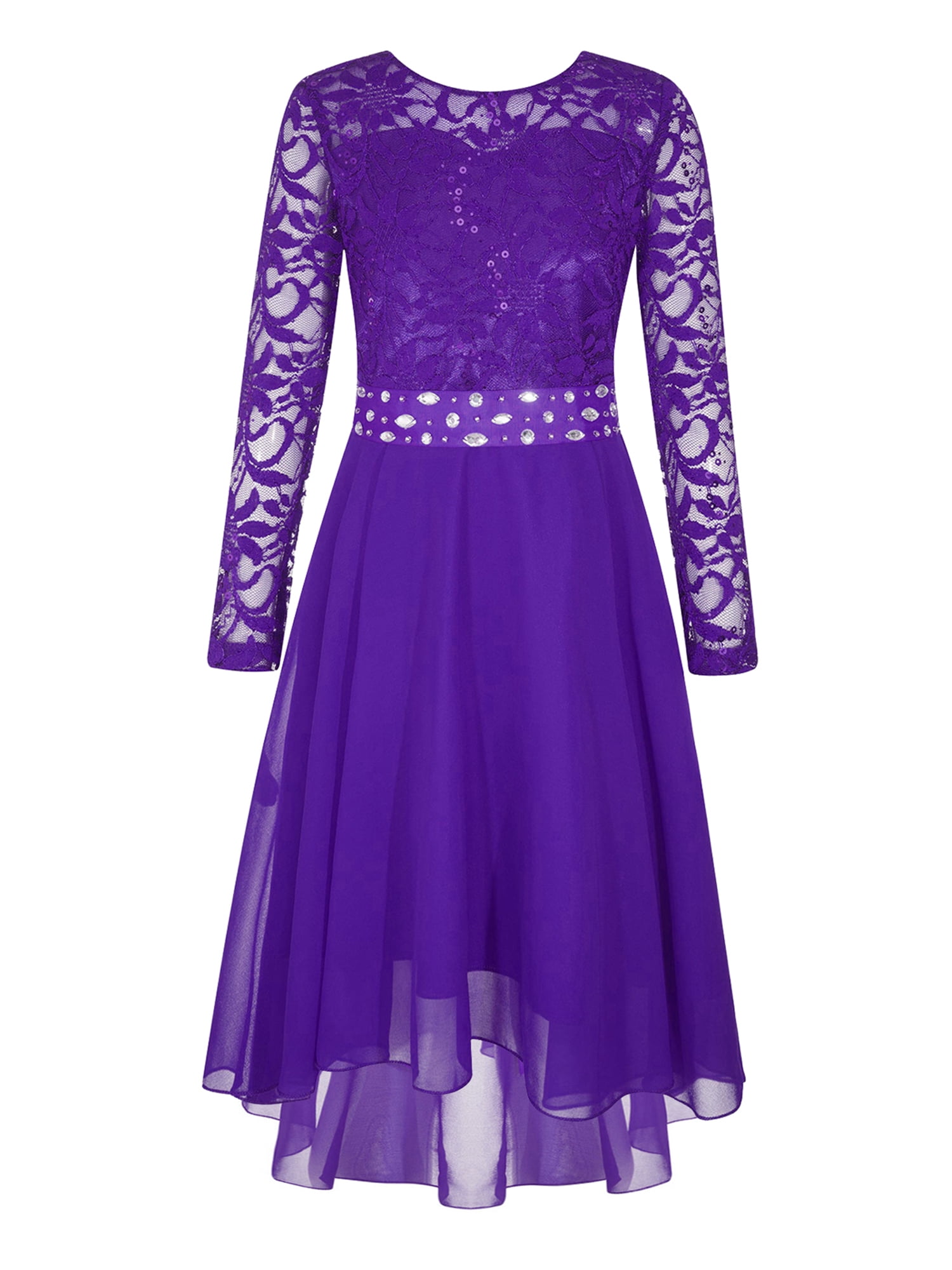 CHICTRY Kids Flower Girl Dress Ball Gown Chiffon Knee Length Dress for  Wedding Bridesmaid Birthday Party Purple 6 - Walmart.com