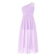thumbnail image 1 of CHICTRY Kids Flower Girl Dress One Shoulder Ruched Bodice Romper Dress Wedding Birthday Party Maxi Ball Gown A Lavender 6, 1 of 6