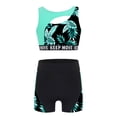 thumbnail image 1 of CHICTRY Kids Girls 2 Pcs Sporty Swimsuits Wide Straps Crop Top with High Bottoms Gymnastics Dance Outfit Mint Green 12, 1 of 7