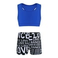 thumbnail image 1 of CHICTRY Kids Girls 2PCS Ballet Dance Outfit Racer Back Tank Tops with Bottoms Set Blue&Black 8-10, 1 of 7