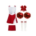 thumbnail image 1 of CHICTRY Kids Girls 2Pcs Cheers Outfit Workout Set Halloween Costume Sequins Tennis Dress with Shorts A Red 6, 1 of 5