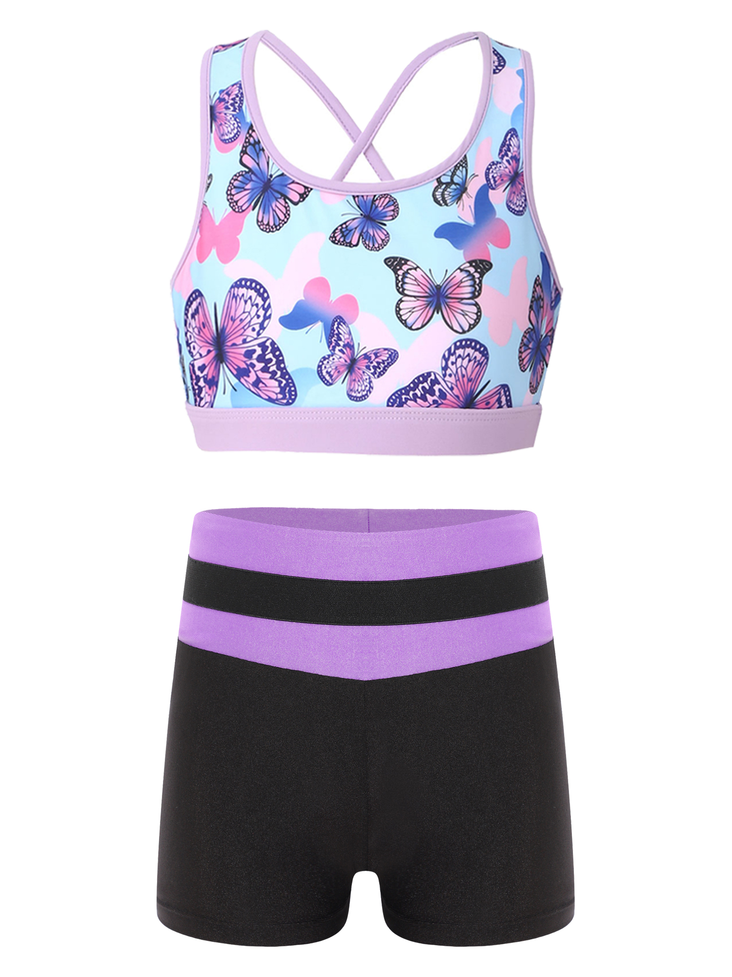 CHICTRY Kids Girls 2Pcs Swimsuit Sleeveless U Neck Printed Crop Top ...