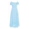 thumbnail image 1 of CHICTRY Kids Girls 3D Flower Applique Prom Gown Chiffon Off Shoulder Bridesmaid Birthday Party A-Line Dress Light Blue 14, 1 of 5