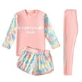 thumbnail image 1 of CHICTRY Kids Girls 3Pcs Rash Guard Swimsuit Shirt with Shorts Pants Set Beach Pool Swimming Suit Pink 2-4, 1 of 6